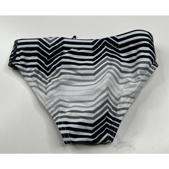 NWT Arena Stripes Swimming Bottom Briefs Size 22 Boy's Black Gray - Picture 2 of 6